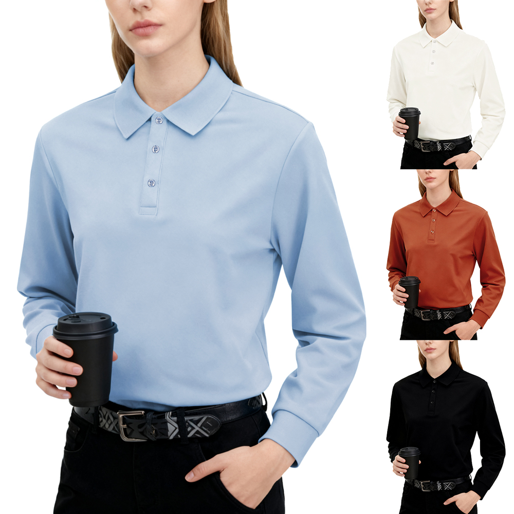Solid Polo Shirts Womens Long  - Golf Equipment Women avaliação e preço
