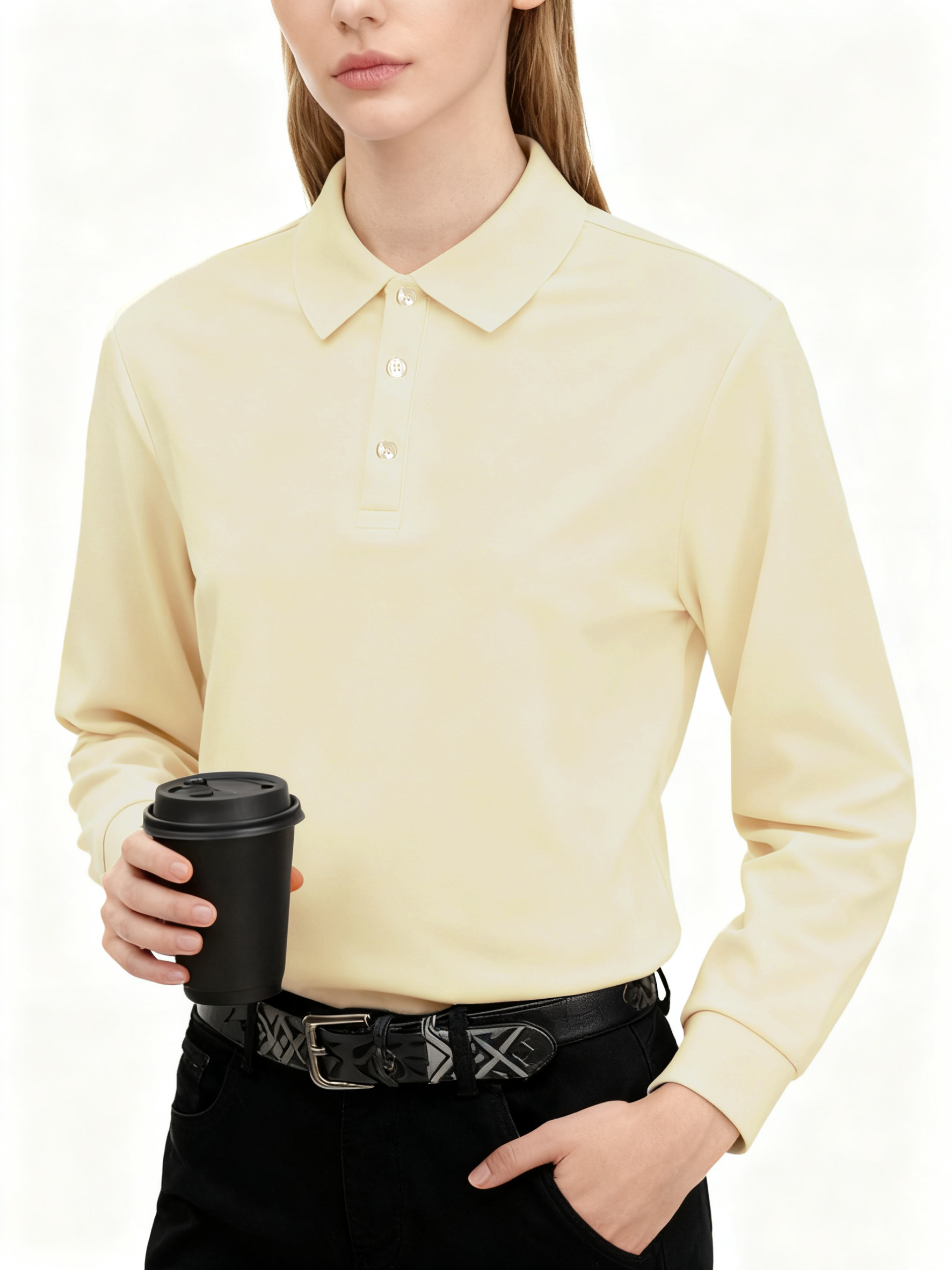 Solid Polo Shirts Womens Long  - Golf Equipment Women avaliação e preço